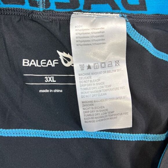 Baleaf Men's High Waisted Cycling 3D Padded Bike Shorts Black Blue Trim Size 3XL - Picture 7 of 7